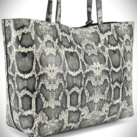 KURT GEIGER Chelsea Genuine Open White Color Leather Shopper Bag with Pouch - Picture 3 of 9